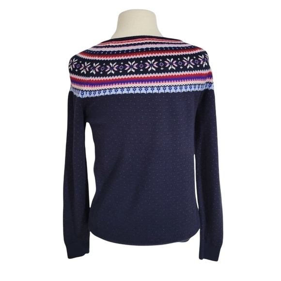 Talbots Navy Blue Fair Isle Sweater SP - Picture 4 of 6